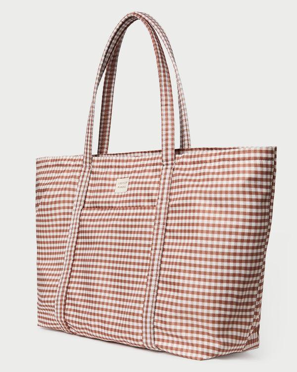 Loeffler Randall Dina Brown Gingham Travel Tote