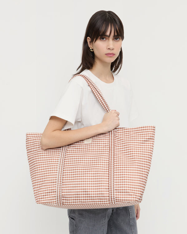 Loeffler Randall Dina Brown Gingham Travel Tote