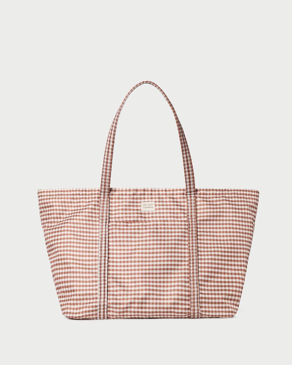 loeffler randall Dina Brown Gingham Travel Tote