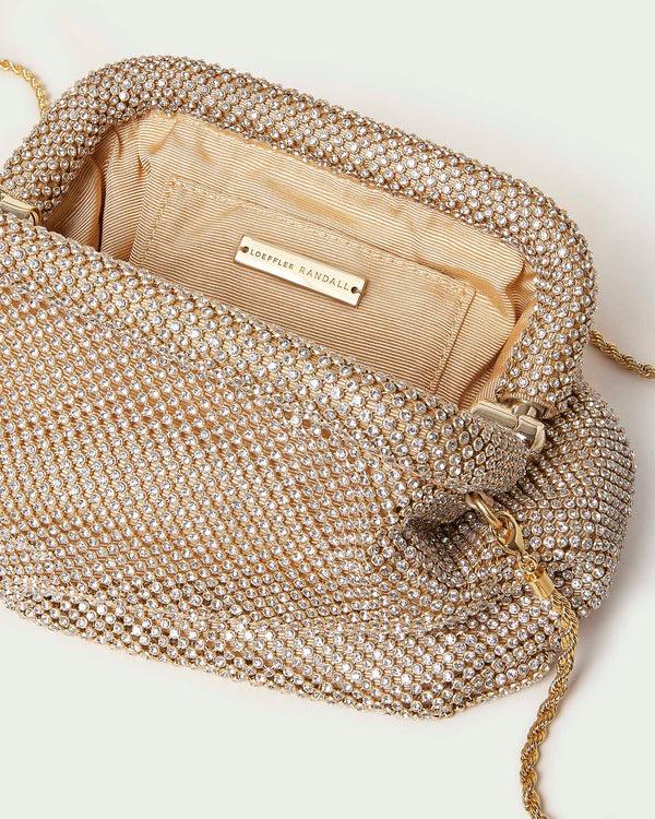 Loeffler Randall Doreen Gold Diamanté Frame Pouch