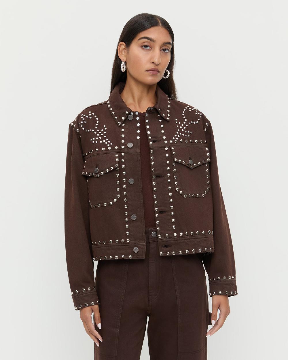 loeffler randall Elijah Studded Denim Jacket