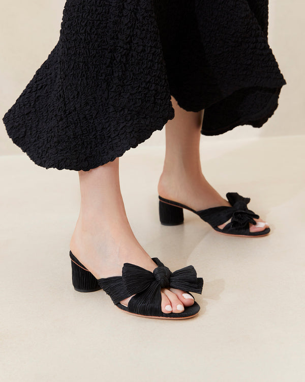 Loeffler Randall Emilia Black Pleated Bow Heel