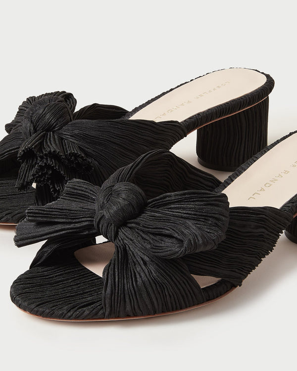 Loeffler Randall Emilia Black Pleated Bow Heel