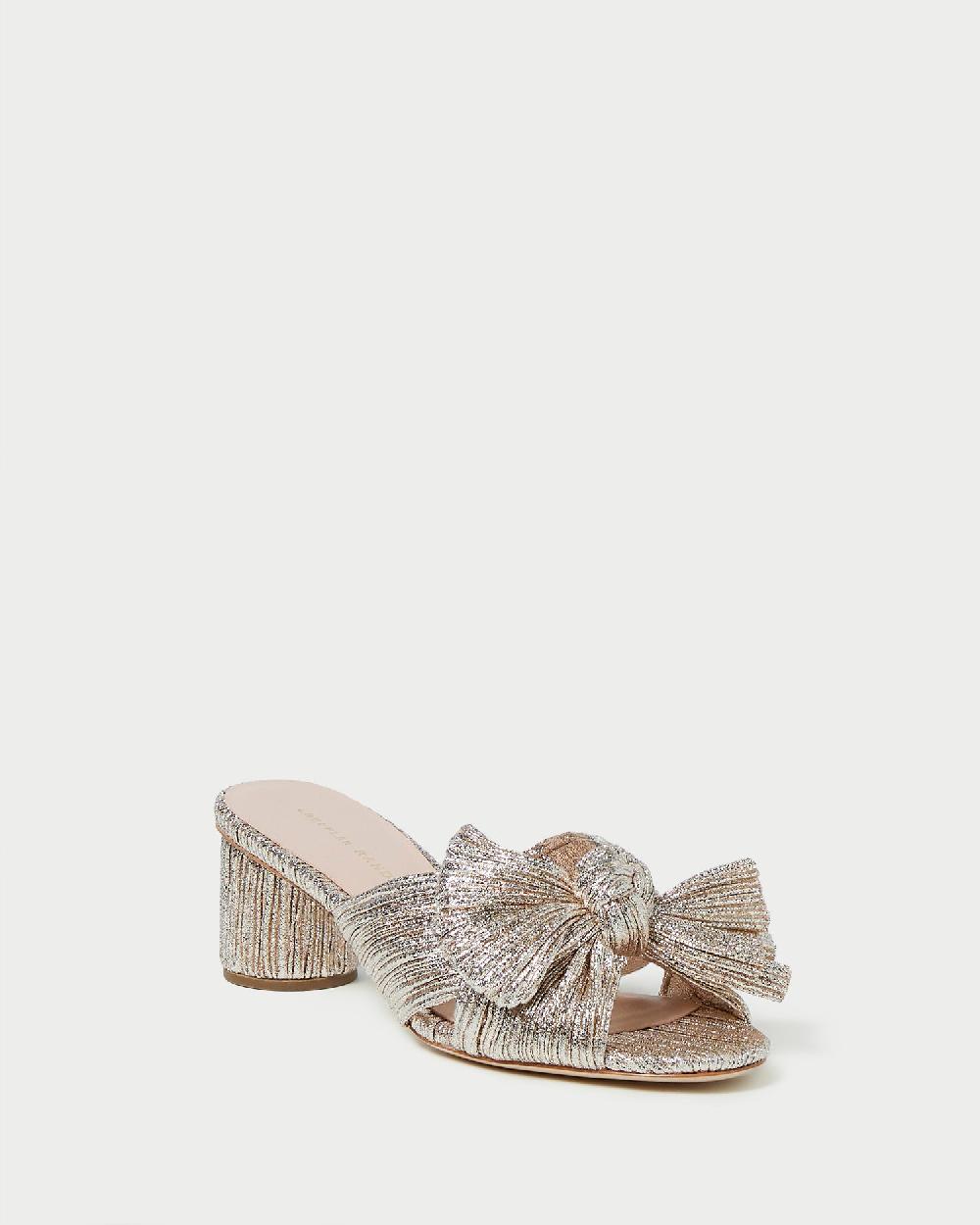loeffler randall Emilia Champagne Pleated Bow Heel