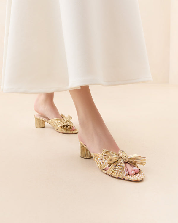 Loeffler Randall Emilia Gold Pleated Bow Heel