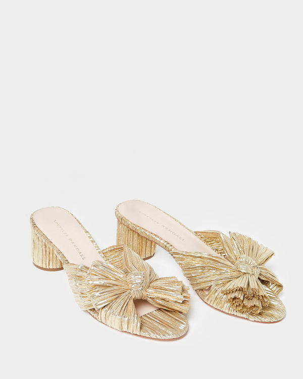 Loeffler Randall Emilia Gold Pleated Bow Heel