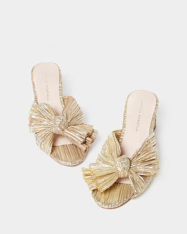 Loeffler Randall Emilia Gold Pleated Bow Heel