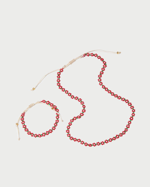 Loeffler Randall Flora Red/White Beaded Set