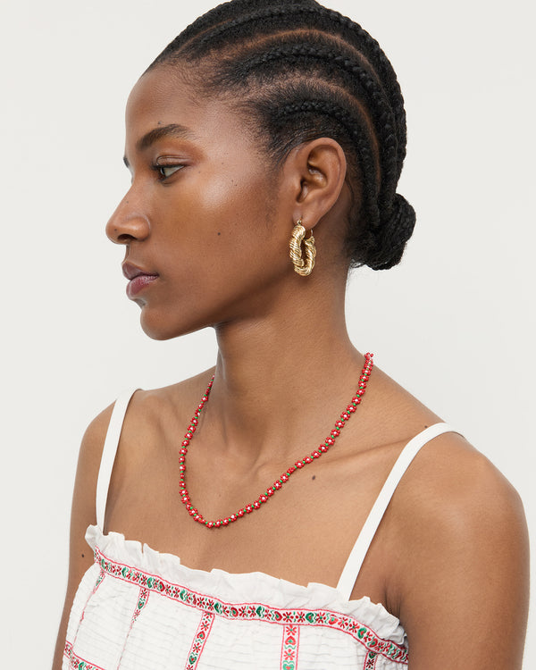 Loeffler Randall Flora Red/White Beaded Set