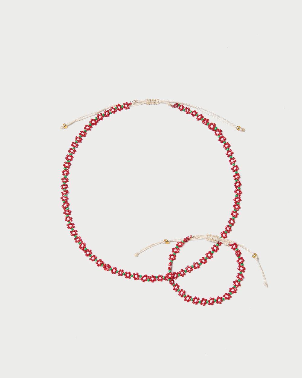 loeffler randall Flora Red/White Beaded Set