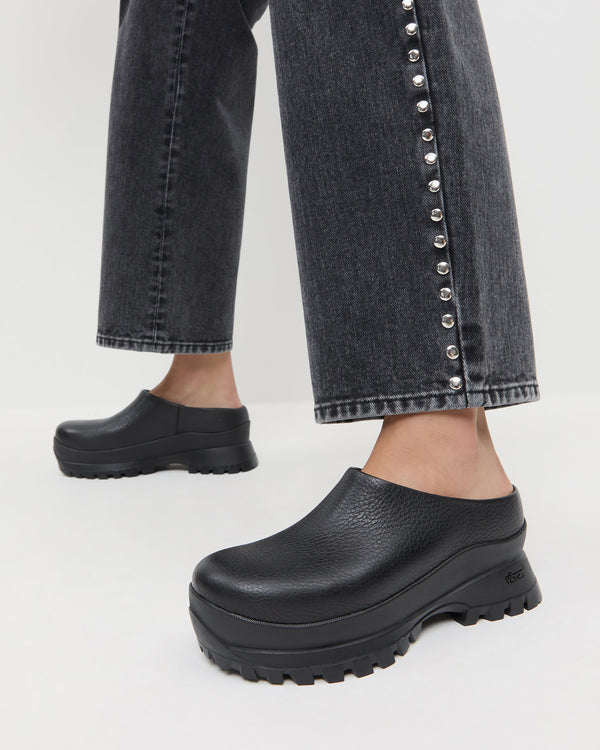 Loeffler Randall Gemma Black Leather Lug Mule