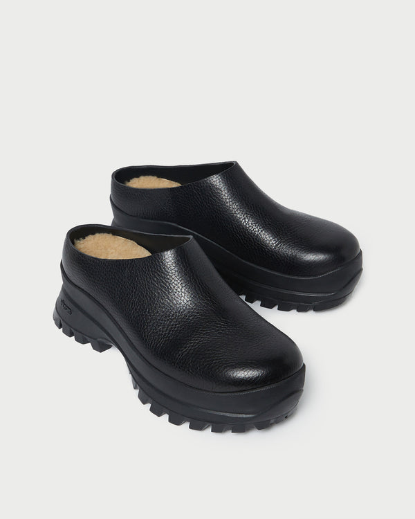 Loeffler Randall Gemma Black Leather Lug Mule