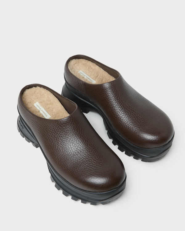 Loeffler Randall Gemma Brown Leather Lug Mule