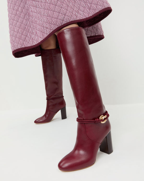 Loeffler Randall Goldy Wine/Gold Leather Tall Boot