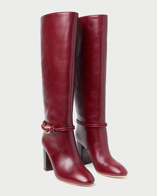 Loeffler Randall Goldy Wine/Gold Leather Tall Boot