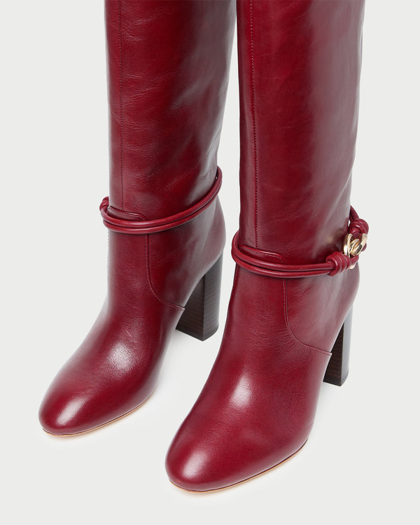Loeffler Randall Goldy Wine/Gold Leather Tall Boot