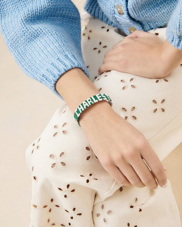 Loeffler Randall Green/White 'Charleston' Bracelet