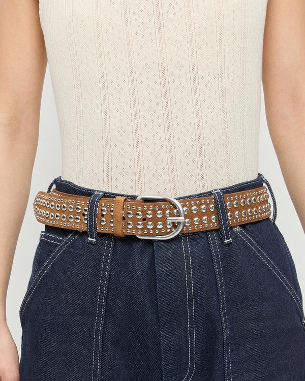 Loeffler Randall Isaac Cacao/Silver Studded Belt