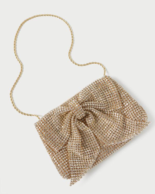 Loeffler Randall Jolene Gold Diamanté Bow Clutch