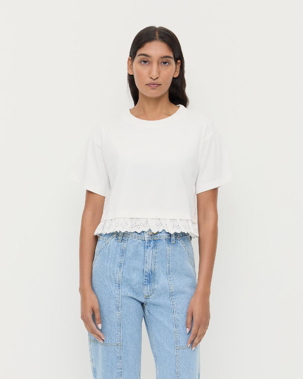 loeffler randall Junie Lace Trim Tee