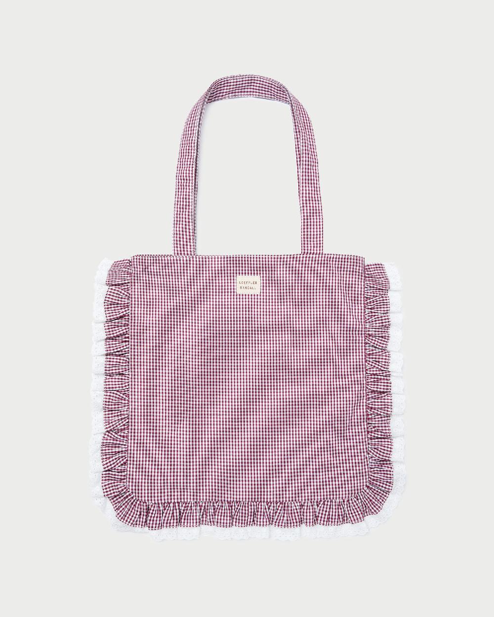 loeffler randall Justine Maroon Ruffle Tote