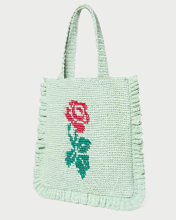 Loeffler Randall Justine Mint Crochet Ruffle Tote