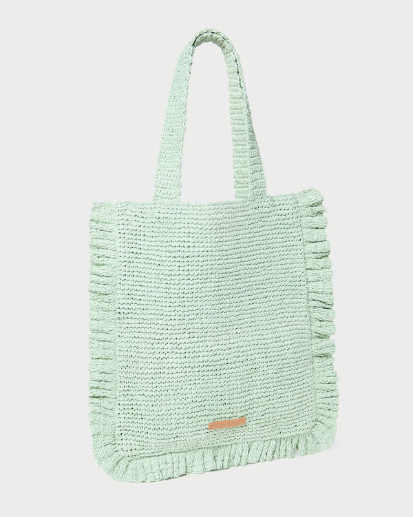 Loeffler Randall Justine Mint Crochet Ruffle Tote