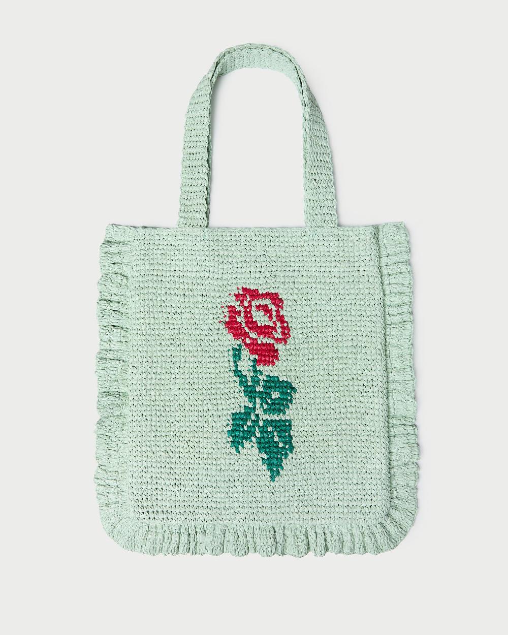 loeffler randall Justine Mint Crochet Ruffle Tote