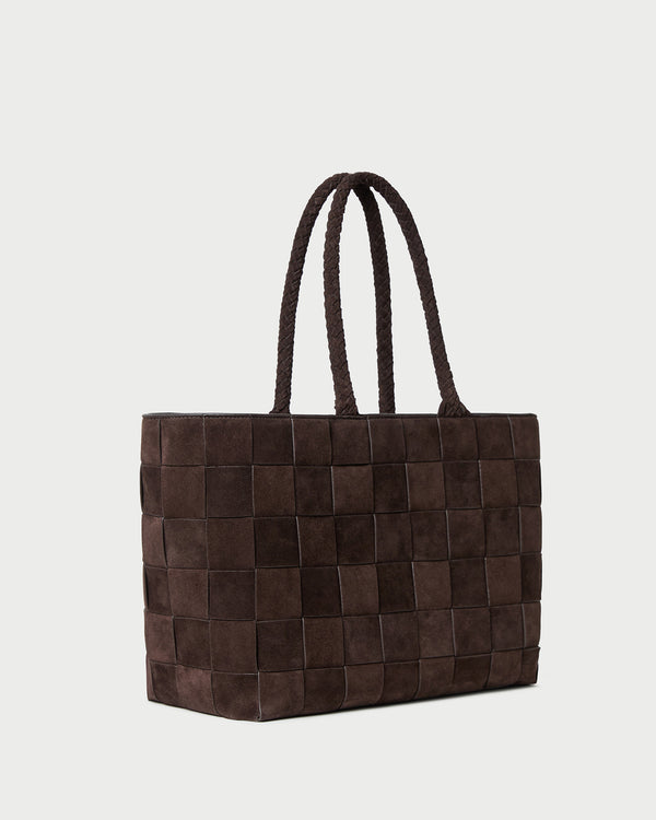 Loeffler Randall Klara Brown Woven Suede Tote