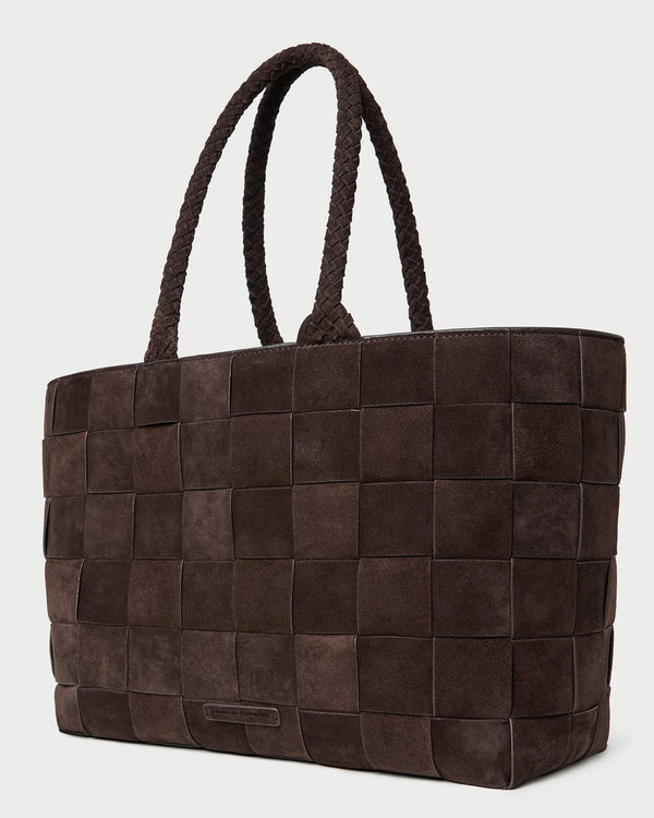 Loeffler Randall Klara Brown Woven Suede Tote