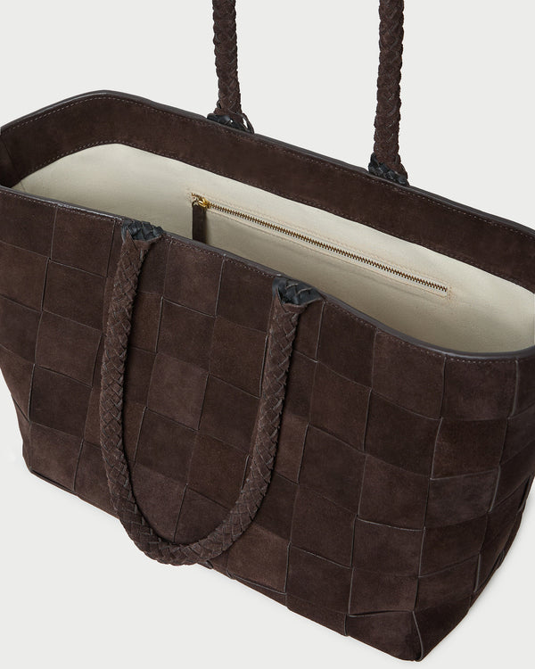 Loeffler Randall Klara Brown Woven Suede Tote