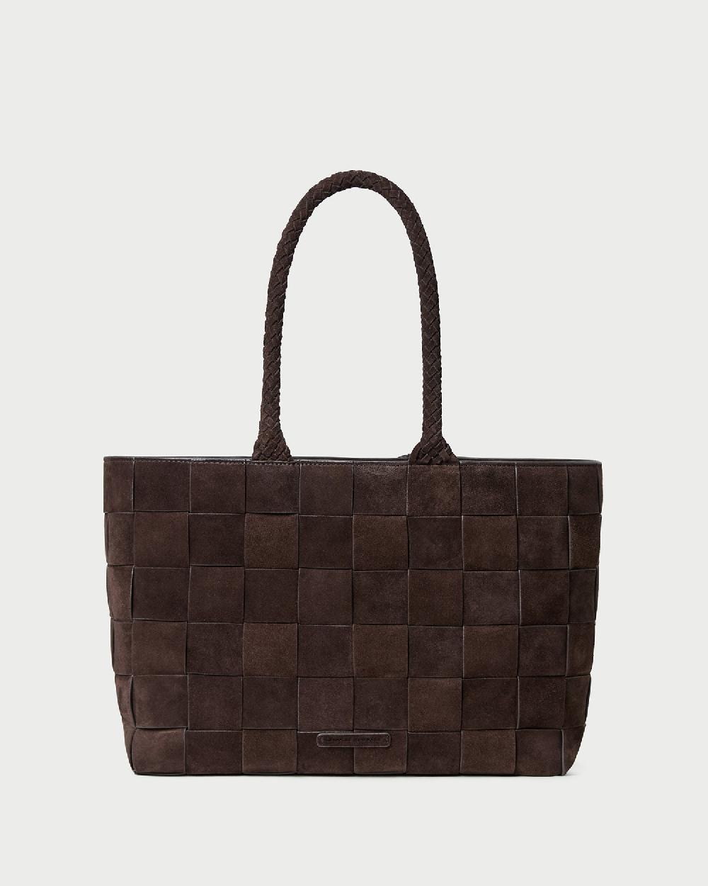 loeffler randall Klara Brown Woven Suede Tote