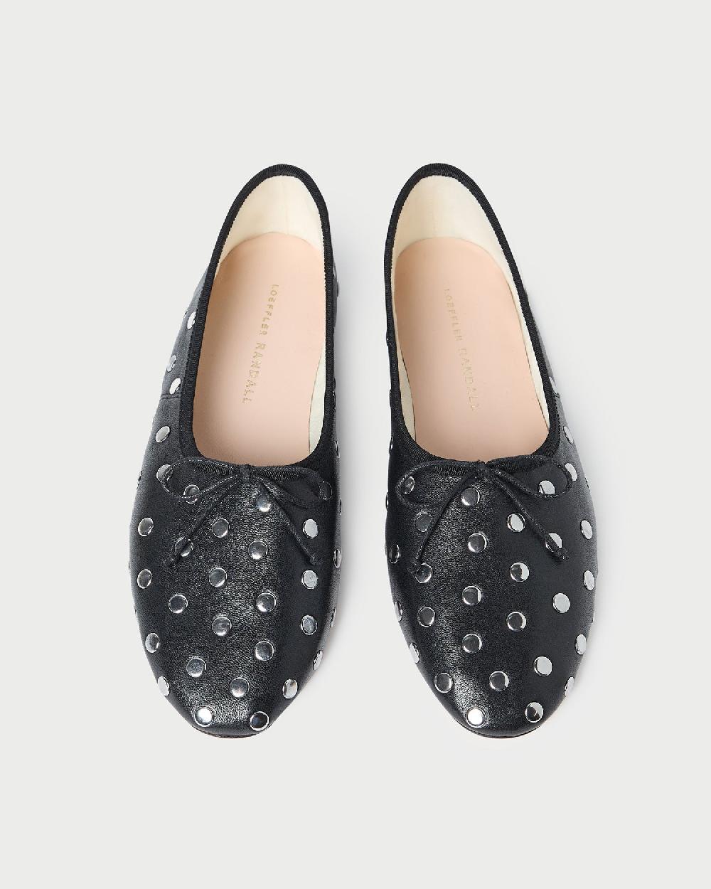 loeffler randall Landon Black/Silver Ballet Flat