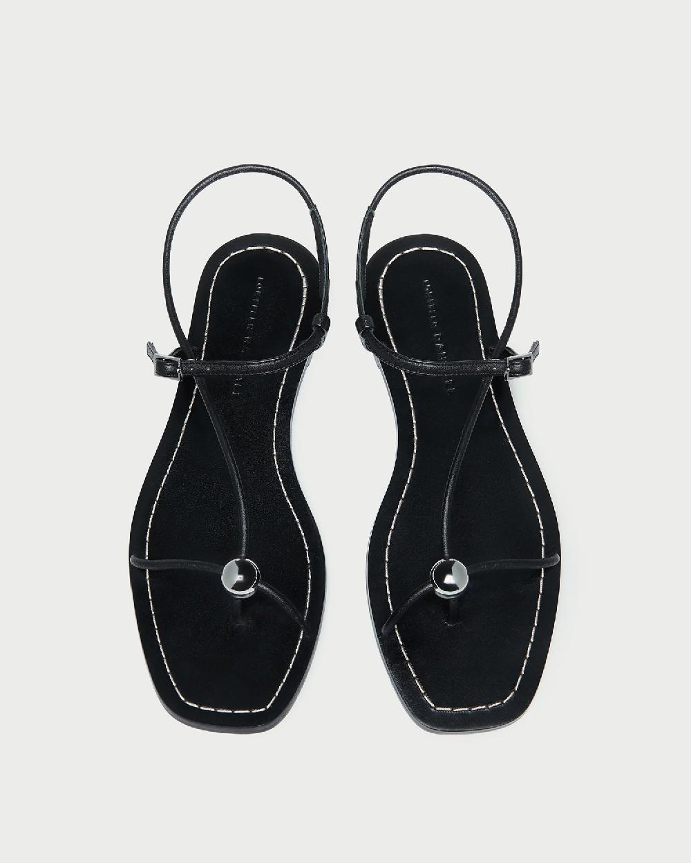 loeffler randall Lara Black Leather Sandal