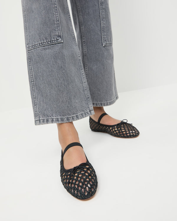 Loeffler Randall Leonie Black Crochet Ballet Flat