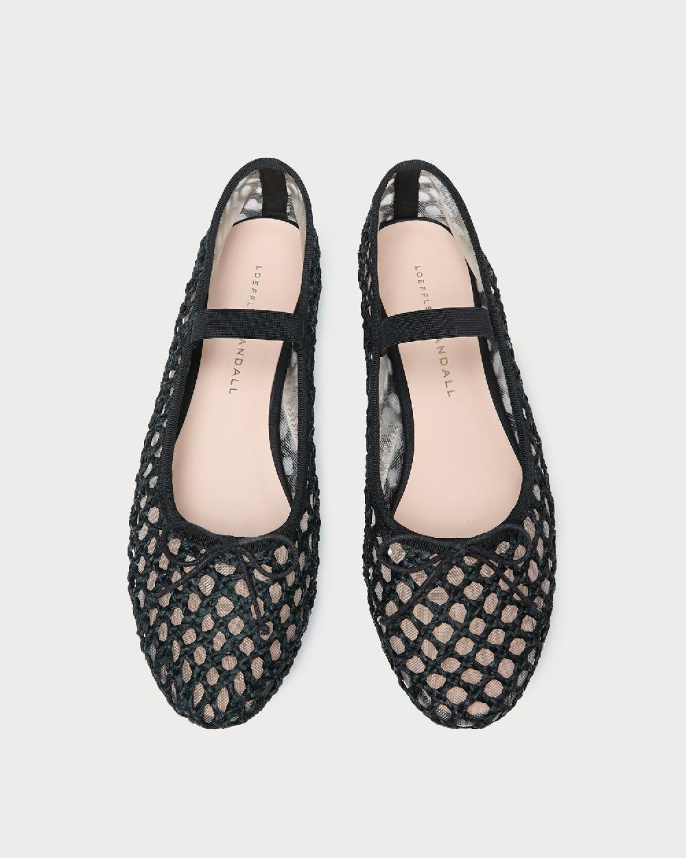 loeffler randall Leonie Black Crochet Ballet Flat
