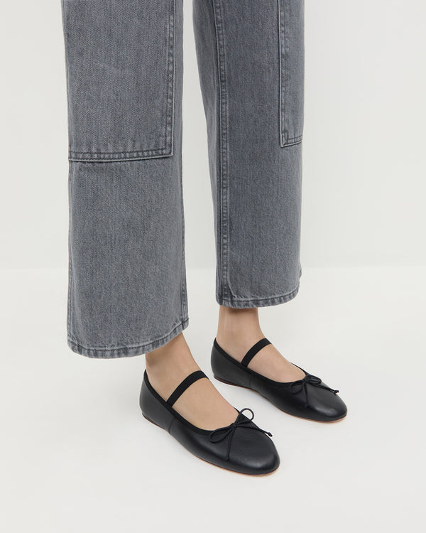 Loeffler Randall Leonie Black Leather Ballet Flat