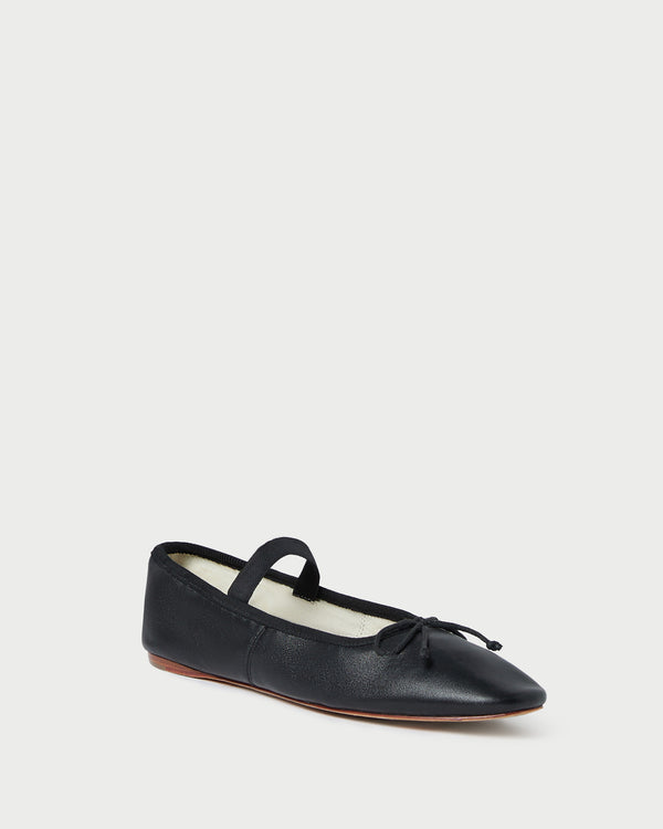 Loeffler Randall Leonie Black Leather Ballet Flat
