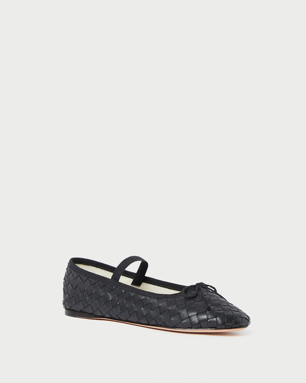 Loeffler Randall Leonie Black Woven Ballet Flat