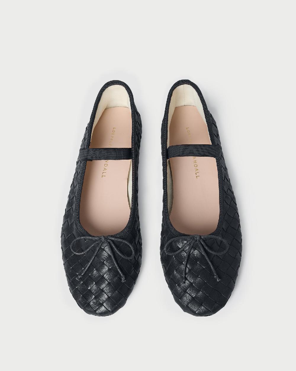 loeffler randall Leonie Black Woven Ballet Flat