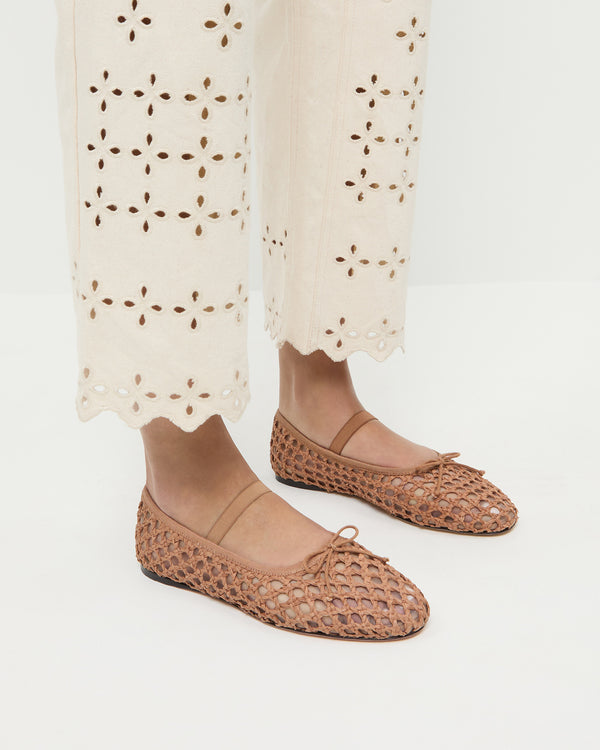 Loeffler Randall Leonie Brown Crochet Ballet Flat