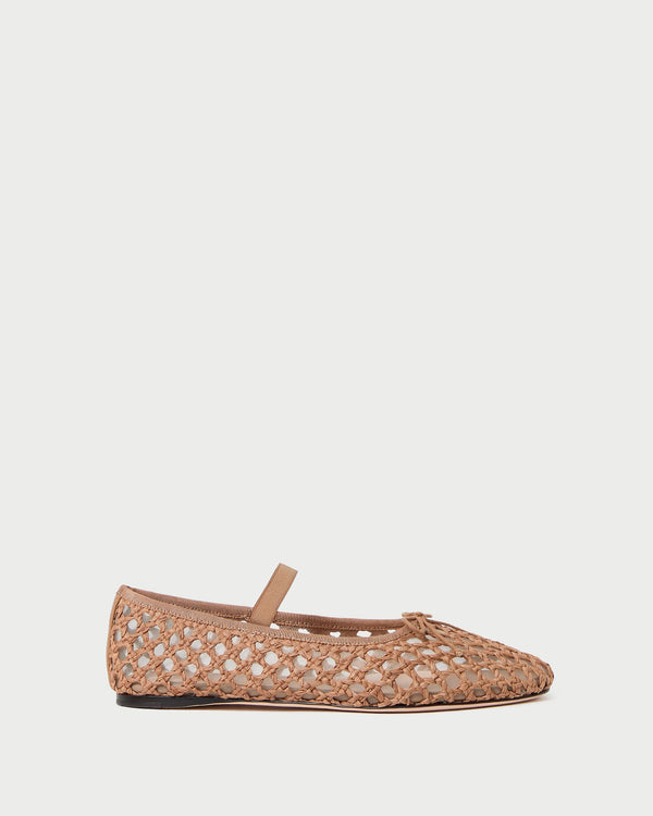 Loeffler Randall Leonie Brown Crochet Ballet Flat