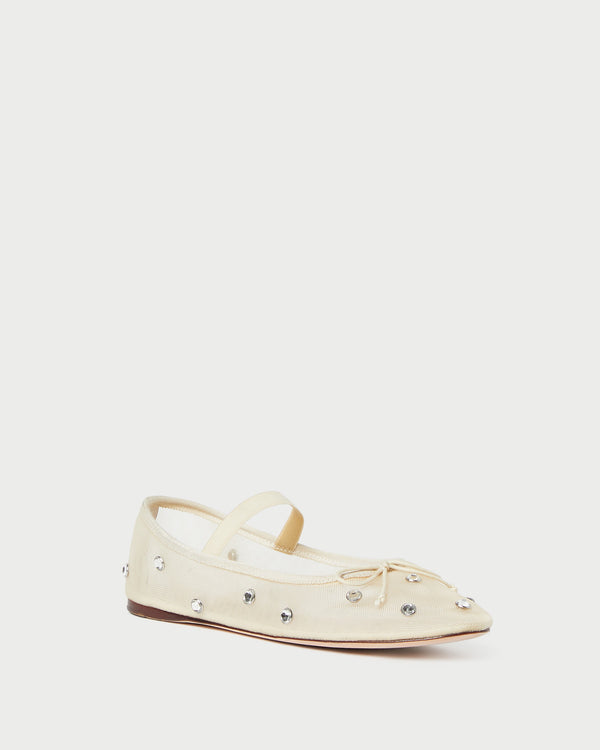 Loeffler Randall Leonie Cream/Crystal Ballet Flat