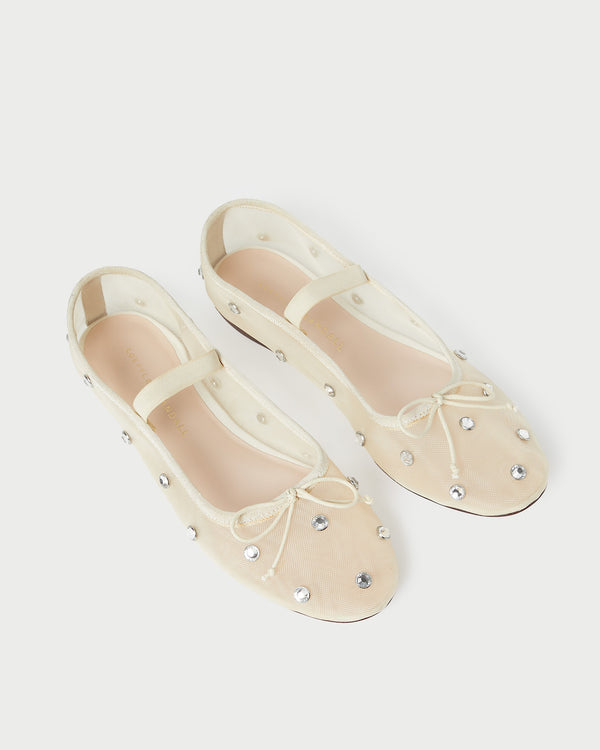 Loeffler Randall Leonie Cream/Crystal Ballet Flat