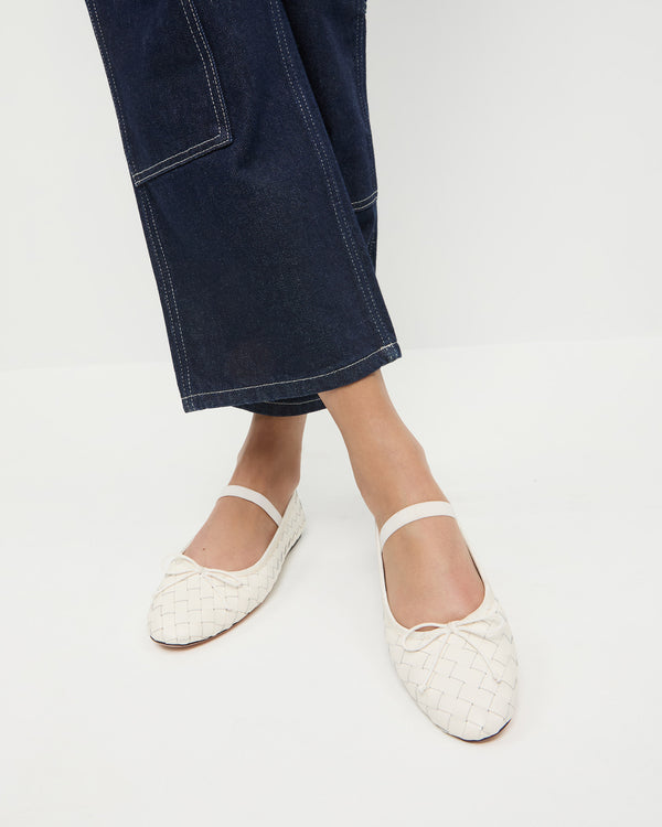 Loeffler Randall Leonie Cream Woven Ballet Flat