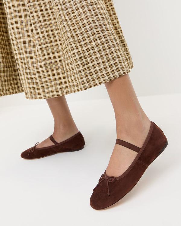 Loeffler Randall Leonie Espresso Suede Ballet Flat