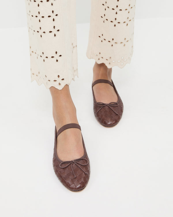 Loeffler Randall Leonie Espresso Woven Ballet Flat
