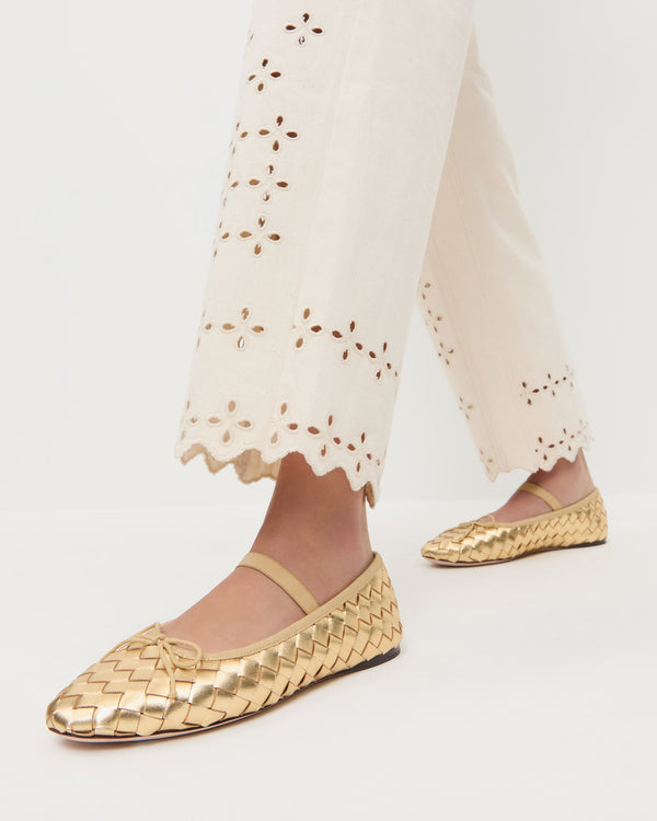 Loeffler Randall Leonie Gold Woven Ballet Flat