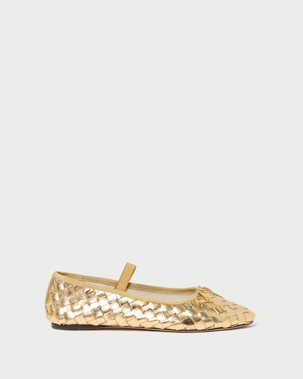 Loeffler Randall Leonie Gold Woven Ballet Flat