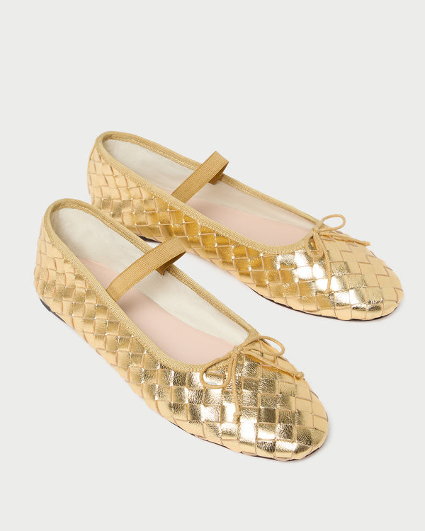 Loeffler Randall Leonie Gold Woven Ballet Flat